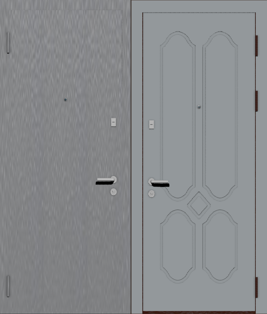 Входная металлическая дверь порошок - МДФ эмаль серая с фрезеровкой F